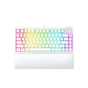 Razer BlackWidow V4 75% Gaming Keyboard – Hot-Swappable, Orange Tactile, Chroma RGB – White