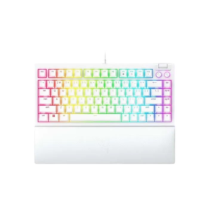 Razer BlackWidow V4 75% Gaming Keyboard – Hot-Swappable, Orange Tactile, Chroma RGB – White