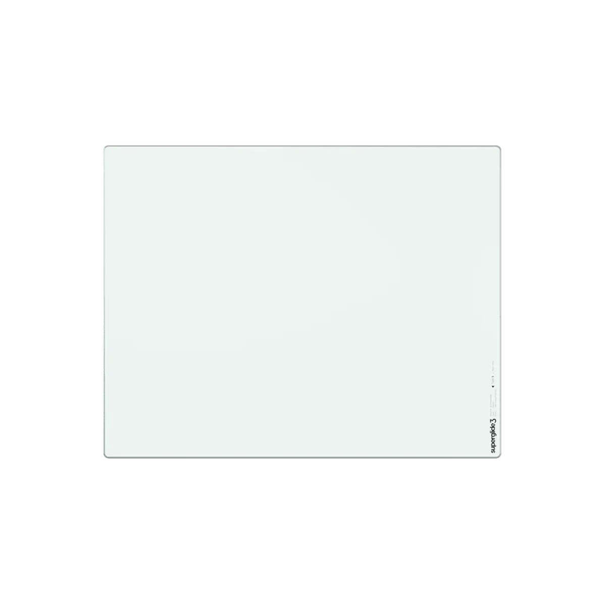 White Pulsar Superglide3 Type S glass mousepad, top view