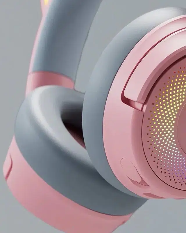 razer kraken kitty v3 pro quartz ear cushion detail