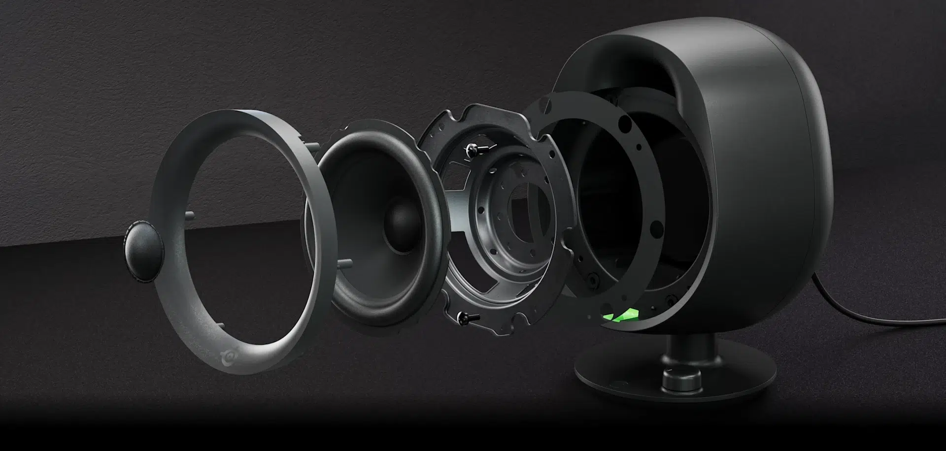 SteelSeries Arena 3 exploded view of the 4-inch full-range driver