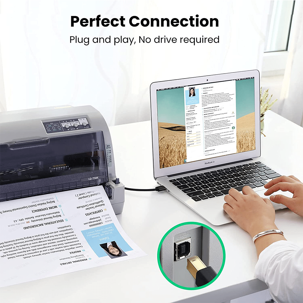 UGREEN Printer Cable USB 2.0 Type A Male To B Male Lead 1.5M - AX STORE